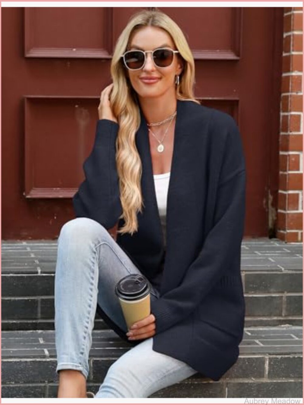 Long Sleeve Open Front Knit Cardigan Sweater with Pockets Casual - Picture 5 of 7